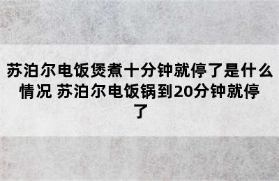 苏泊尔电饭煲煮十分钟就停了是什么情况 苏泊尔电饭锅到20分钟就停了